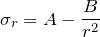 \begin{align*}\sigma\x_r = A - \frac{B}{r^2}\end{align*}