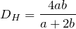 \begin{align*}D\x_H = \frac{4ab}{a + 2b}\end{align*}